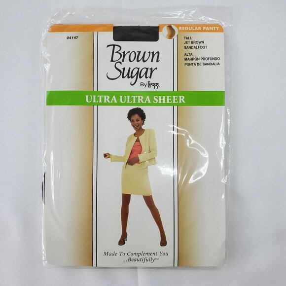 Leggs Brown Sugar Ultra Ultra Sheer Regular Pantyhose Tall Jet Brown Sandalfoot - Picture 4 of 6